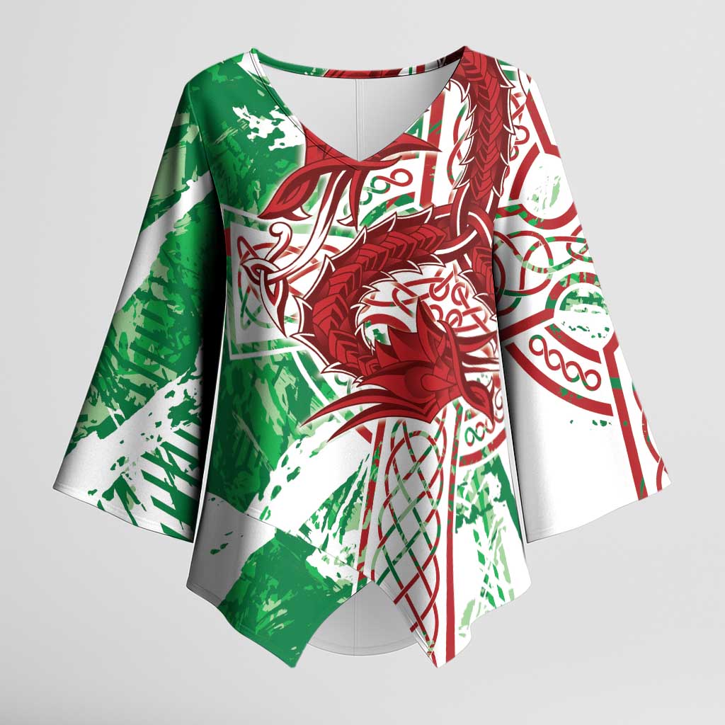 Wales Cymru Am Byth Kimono Sleeve Blouse Celtic Dragon Triskelion - Wonder Print Shop