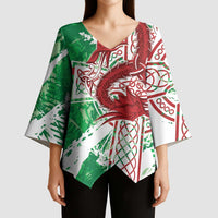 Wales Cymru Am Byth Kimono Sleeve Blouse Celtic Dragon Triskelion - Wonder Print Shop