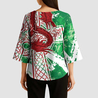Wales Cymru Am Byth Kimono Sleeve Blouse Celtic Dragon Triskelion - Wonder Print Shop
