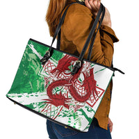 Wales Cymru Am Byth Leather Tote Bag Celtic Dragon Triskelion - Wonder Print Shop