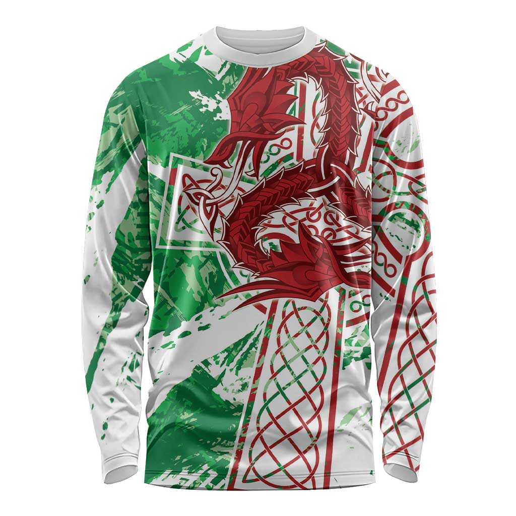 Wales Cymru Am Byth Long Sleeve Shirt Celtic Dragon Triskelion - Wonder Print Shop