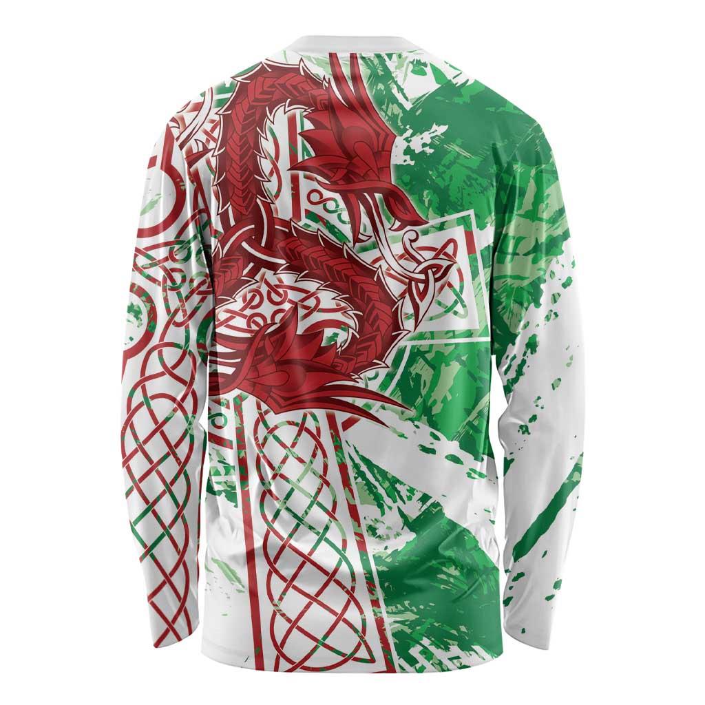 Wales Cymru Am Byth Long Sleeve Shirt Celtic Dragon Triskelion - Wonder Print Shop