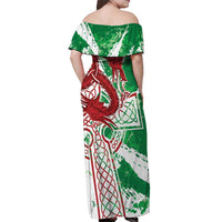 Wales Cymru Am Byth Off Shoulder Maxi Dress Celtic Dragon Triskelion - Wonder Print Shop