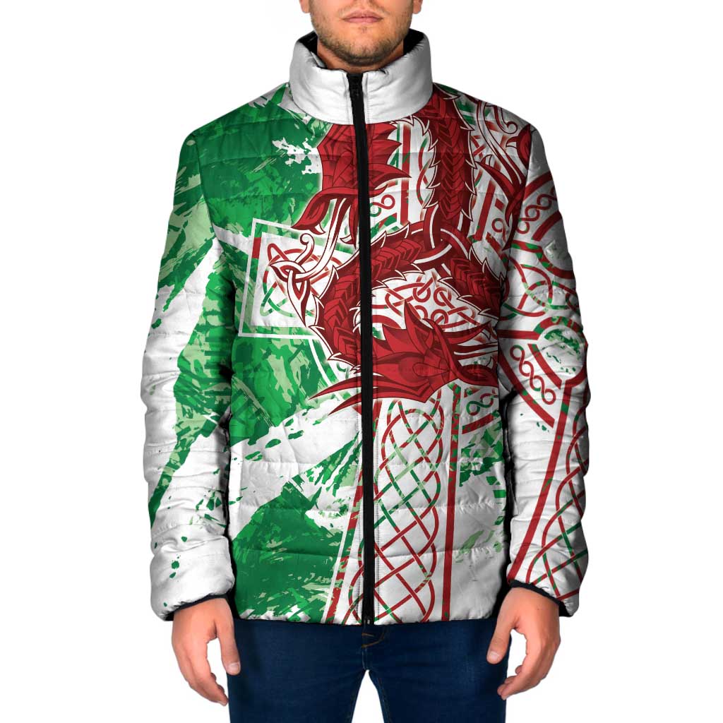 Wales Cymru Am Byth Padded Jacket Celtic Dragon Triskelion - Wonder Print Shop