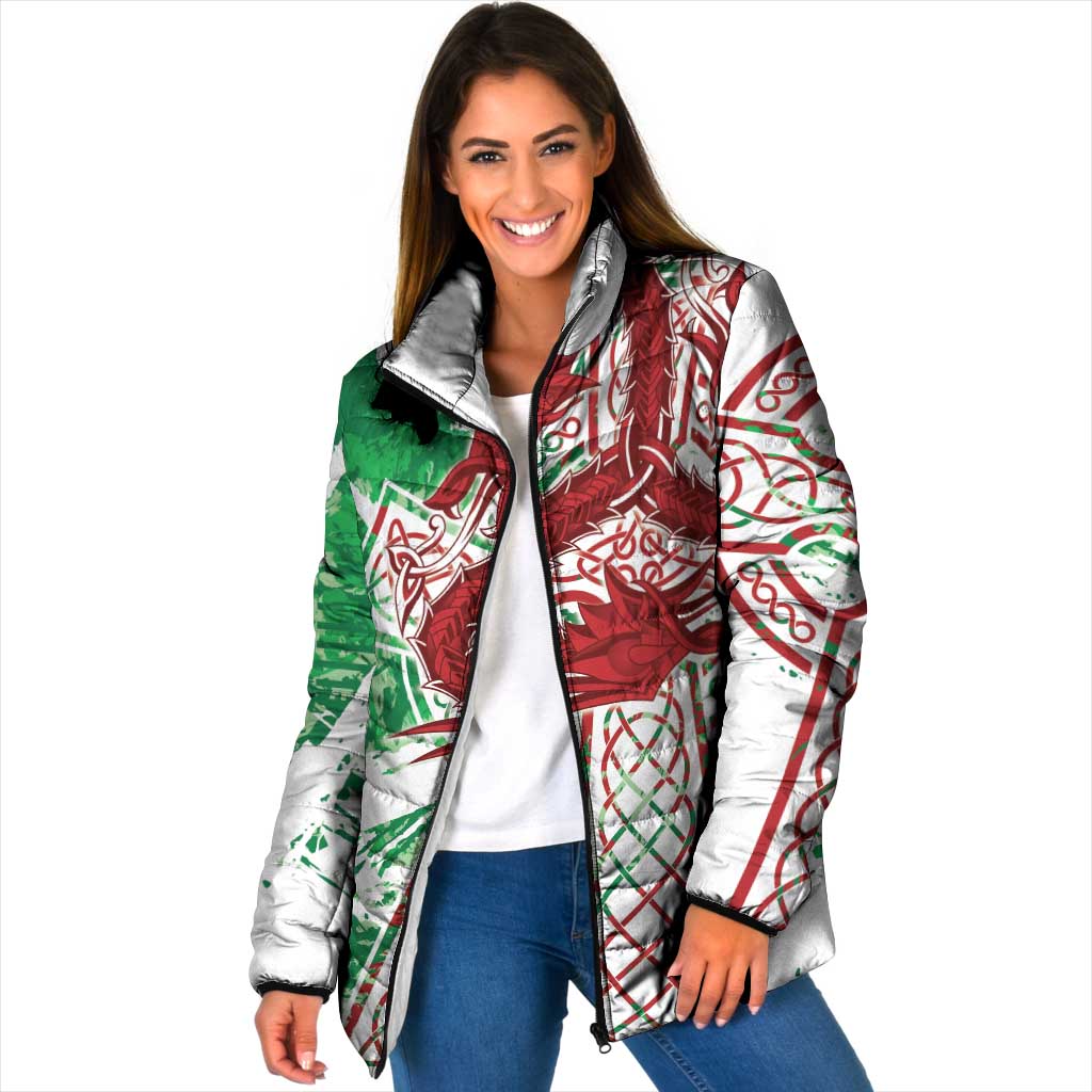 Wales Cymru Am Byth Padded Jacket Celtic Dragon Triskelion - Wonder Print Shop