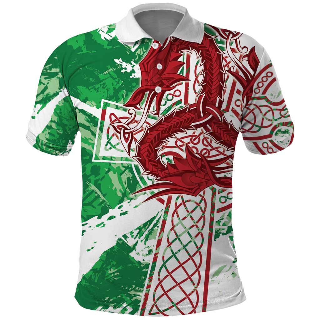Wales Cymru Am Byth Polo Shirt Celtic Dragon Triskelion - Wonder Print Shop