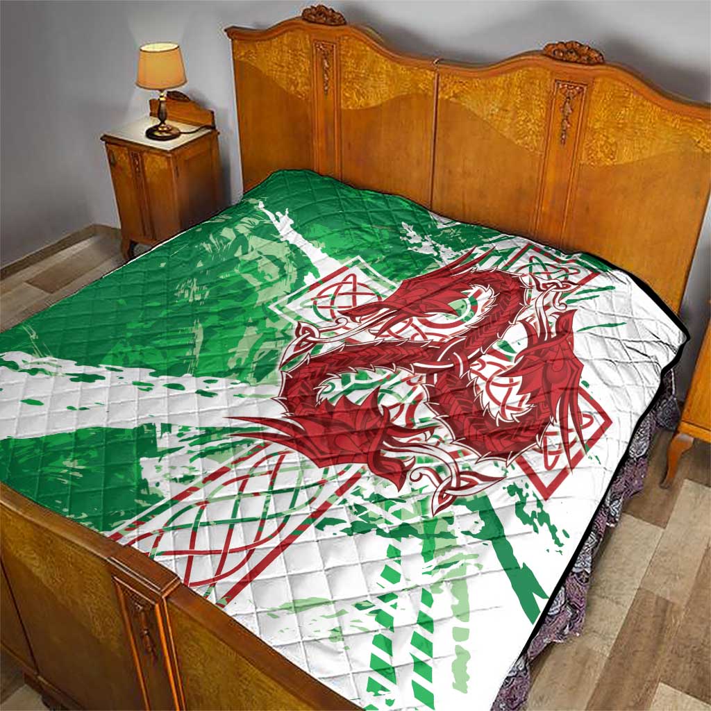Wales Cymru Am Byth Quilt Celtic Dragon Triskelion - Wonder Print Shop