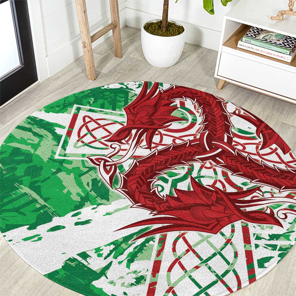 Wales Cymru Am Byth Round Carpet Celtic Dragon Triskelion - Wonder Print Shop