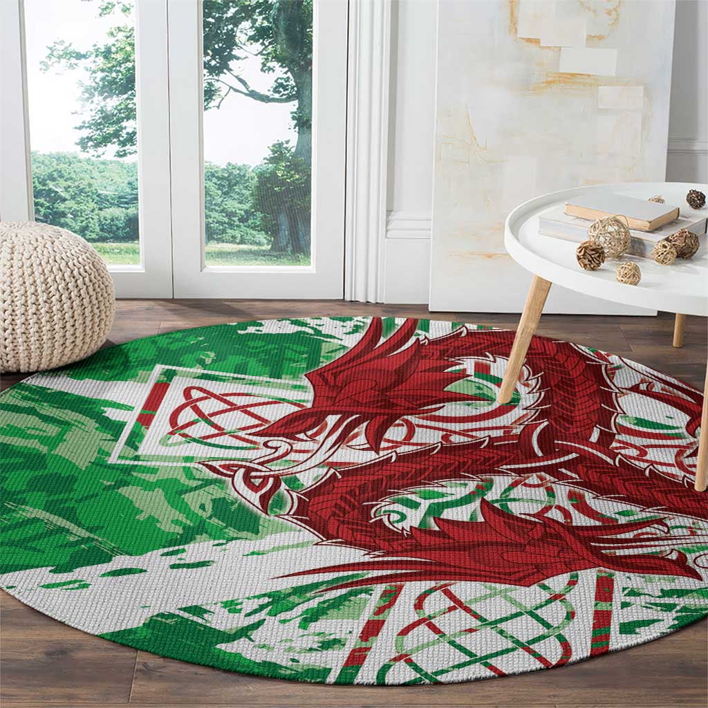 Wales Cymru Am Byth Round Carpet Celtic Dragon Triskelion - Wonder Print Shop