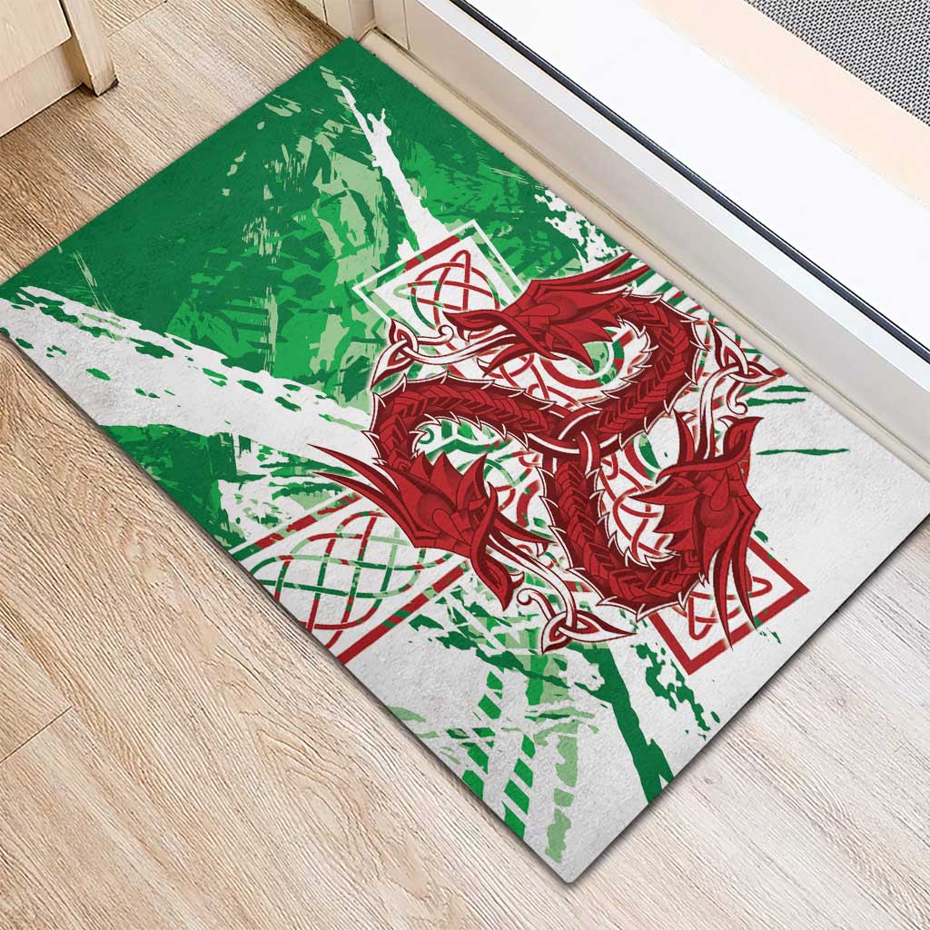 Wales Cymru Am Byth Rubber Doormat Celtic Dragon Triskelion - Wonder Print Shop