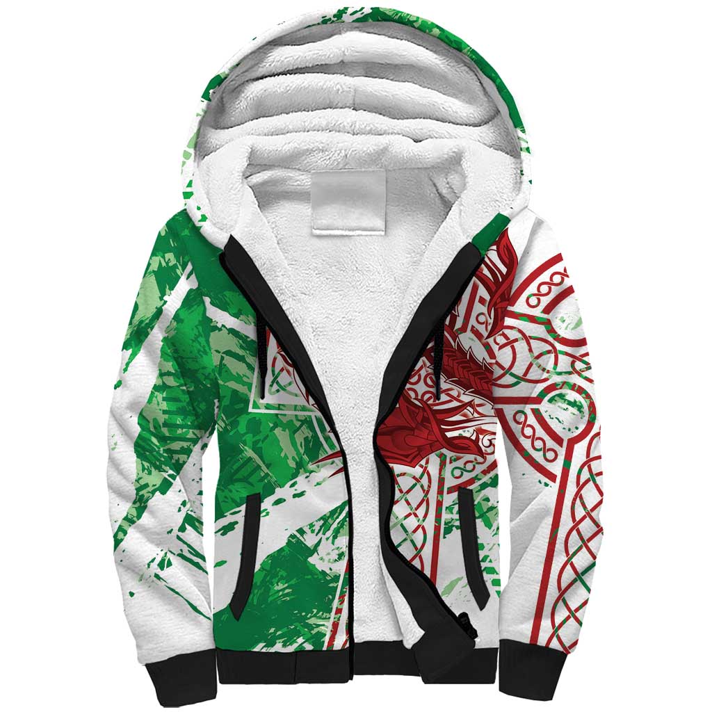 Wales Cymru Am Byth Sherpa Hoodie Celtic Dragon Triskelion - Wonder Print Shop
