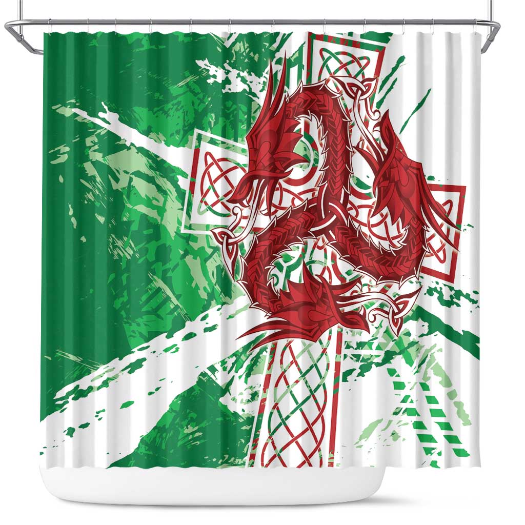 Wales Cymru Am Byth Shower Curtain Celtic Dragon Triskelion - Wonder Print Shop