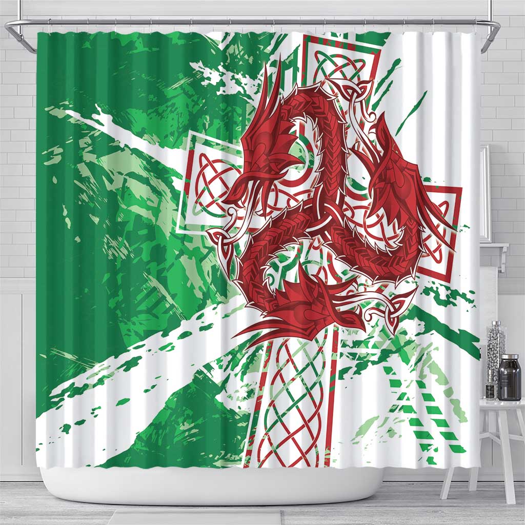 Wales Cymru Am Byth Shower Curtain Celtic Dragon Triskelion - Wonder Print Shop