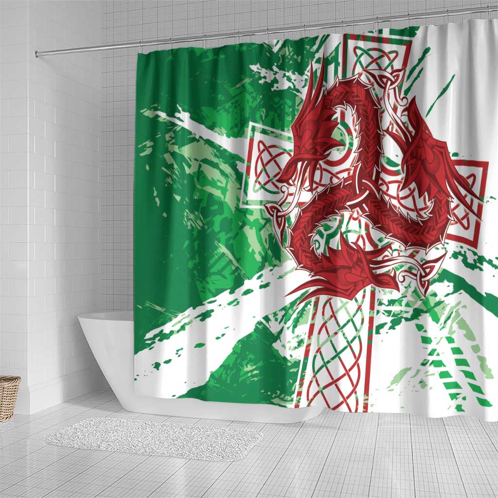 Wales Cymru Am Byth Shower Curtain Celtic Dragon Triskelion - Wonder Print Shop