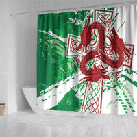Wales Cymru Am Byth Shower Curtain Celtic Dragon Triskelion - Wonder Print Shop