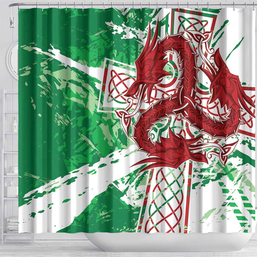 Wales Cymru Am Byth Shower Curtain Celtic Dragon Triskelion - Wonder Print Shop
