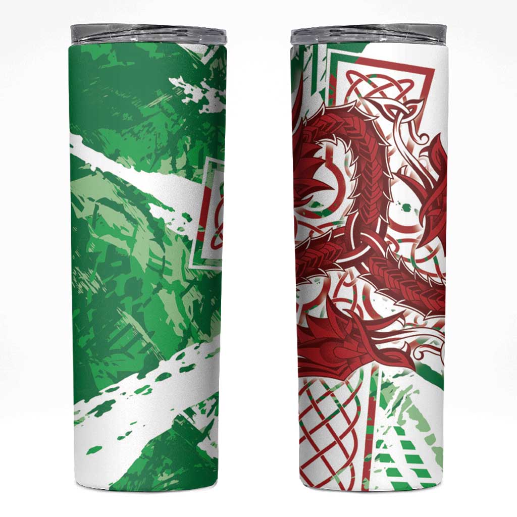 Wales Cymru Am Byth Skinny Tumbler Celtic Dragon Triskelion - Wonder Print Shop