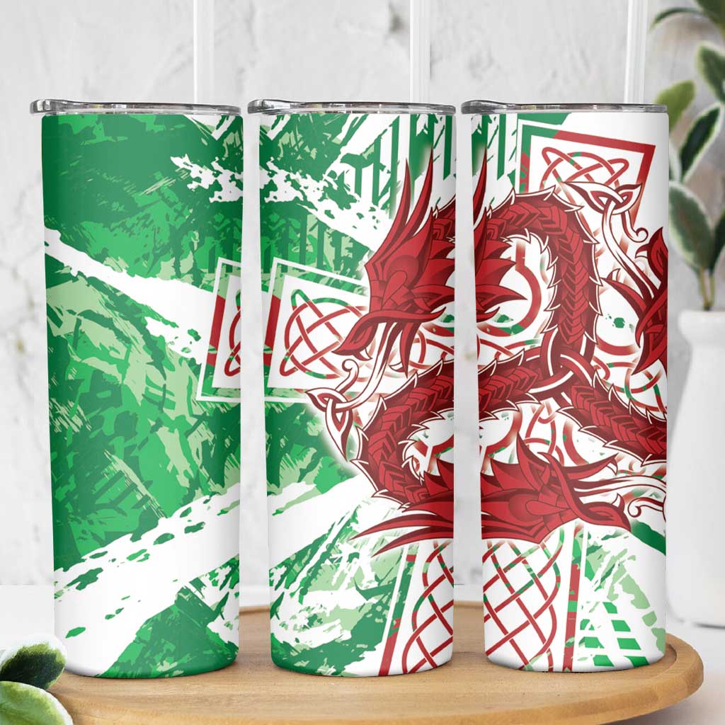 Wales Cymru Am Byth Skinny Tumbler Celtic Dragon Triskelion - Wonder Print Shop