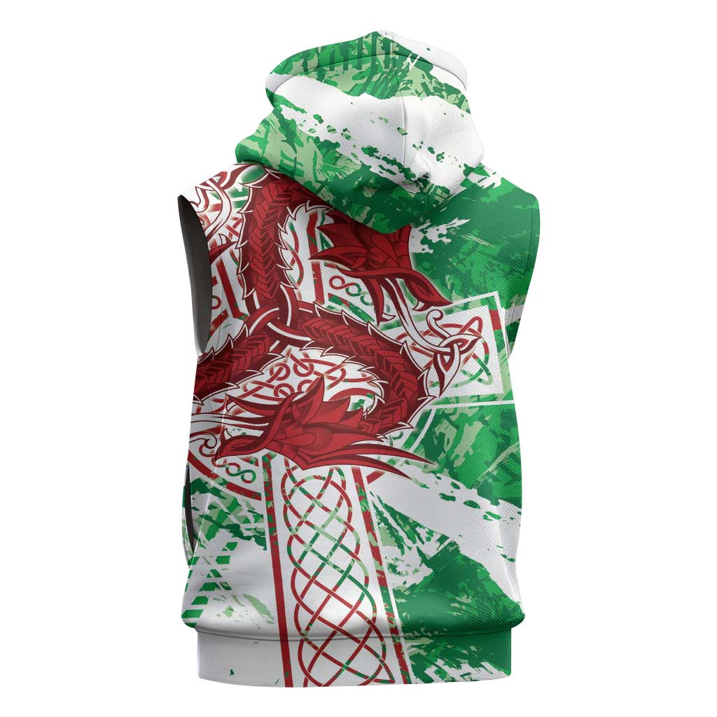 Wales Cymru Am Byth Sleeveless Hoodie Celtic Dragon Triskelion - Wonder Print Shop