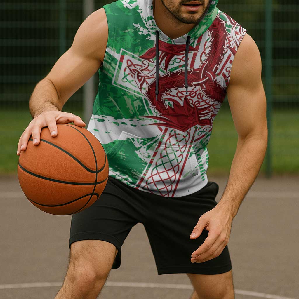 Wales Cymru Am Byth Sleeveless Hoodie Celtic Dragon Triskelion - Wonder Print Shop