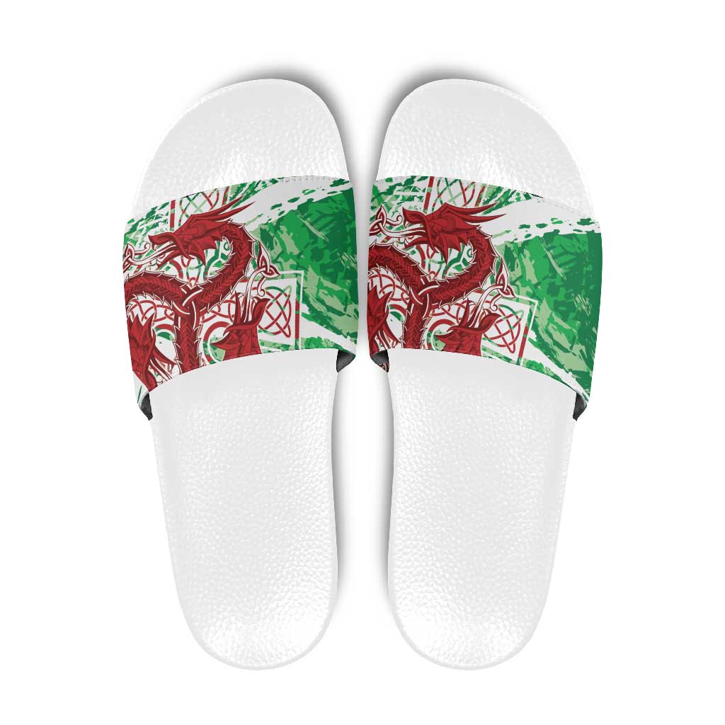 Wales Cymru Am Byth Slide Sandals Celtic Dragon Triskelion - Wonder Print Shop