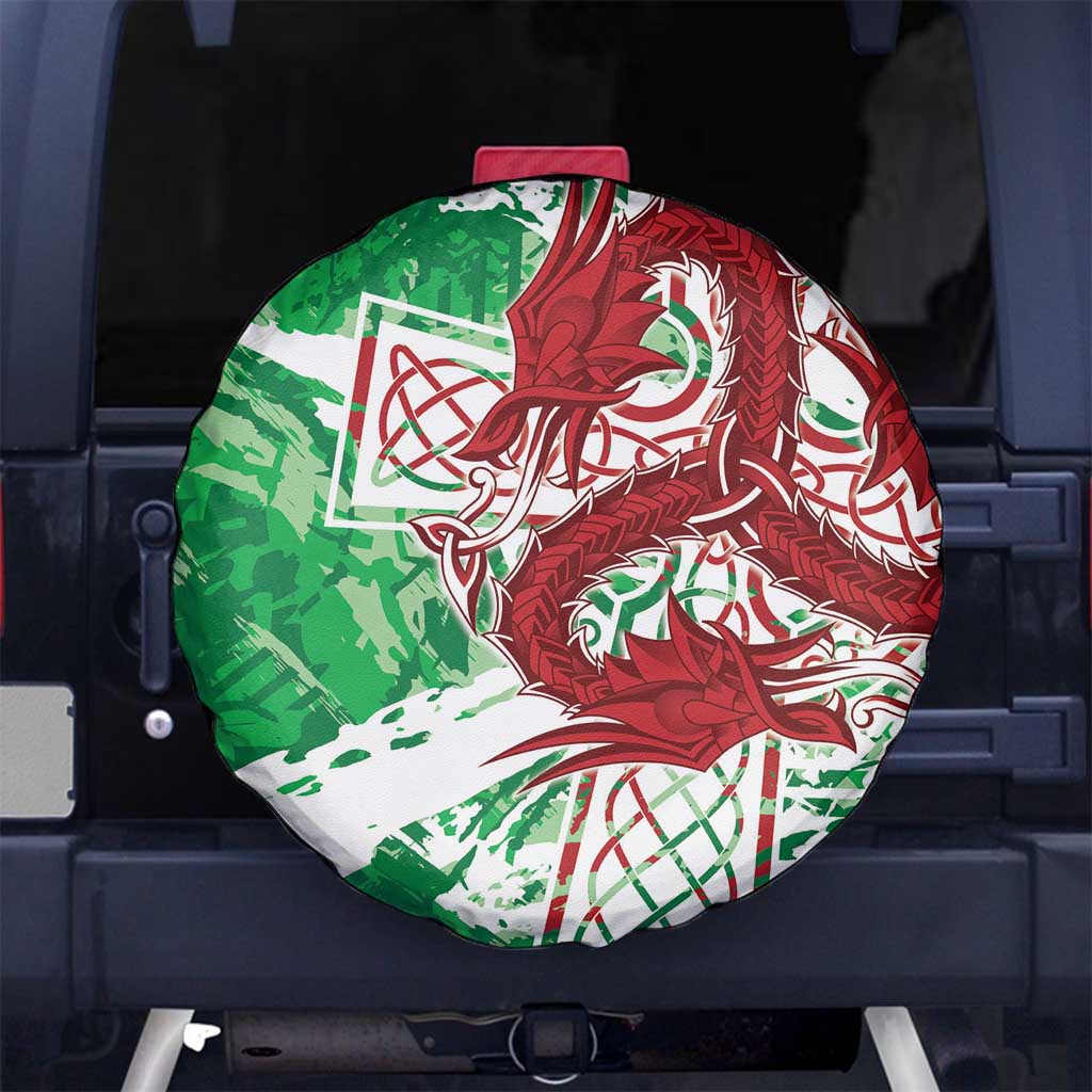 Wales Cymru Am Byth Spare Tire Cover Celtic Dragon Triskelion - Wonder Print Shop