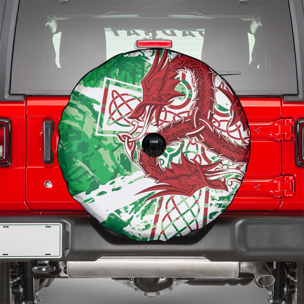 Wales Cymru Am Byth Spare Tire Cover Celtic Dragon Triskelion - Wonder Print Shop