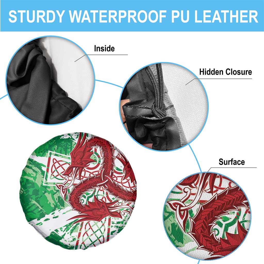 Wales Cymru Am Byth Spare Tire Cover Celtic Dragon Triskelion - Wonder Print Shop