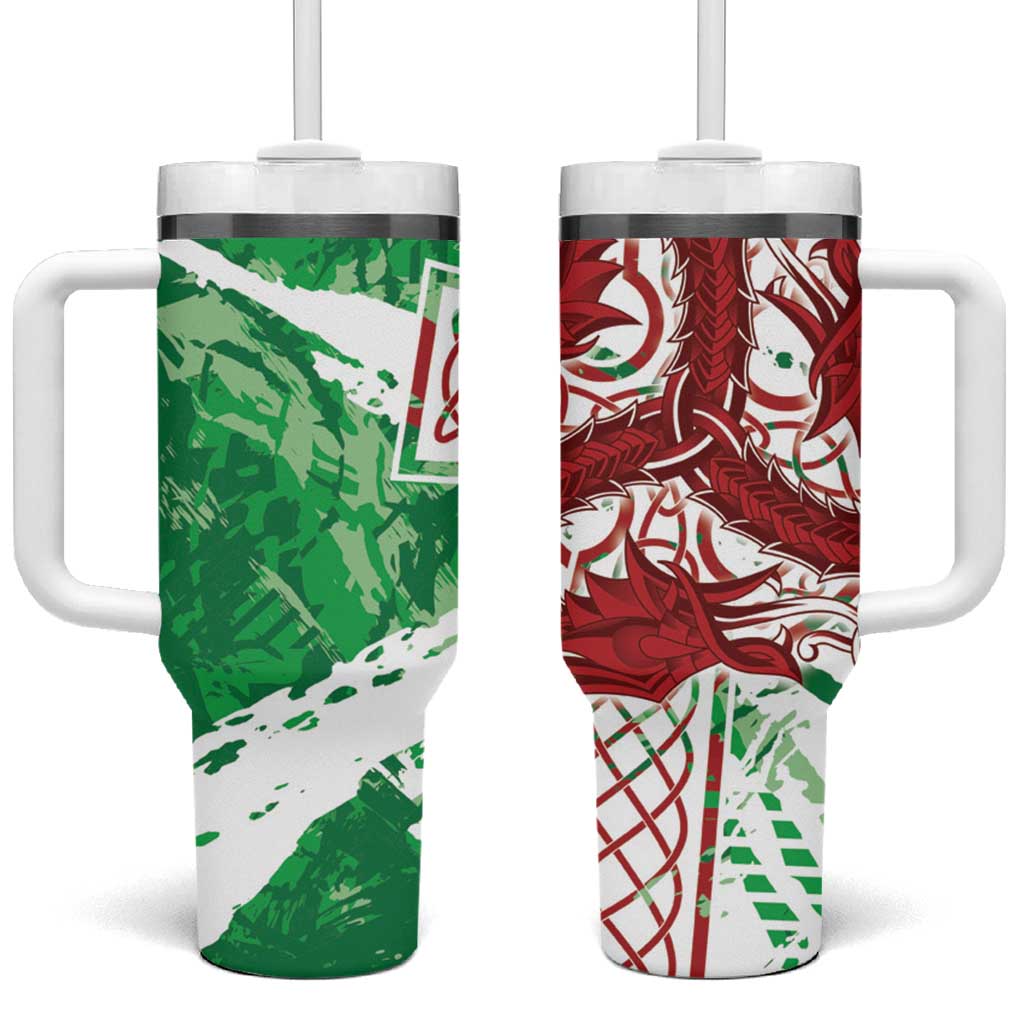 Wales Cymru Am Byth Tumbler With Handle Celtic Dragon Triskelion - Wonder Print Shop