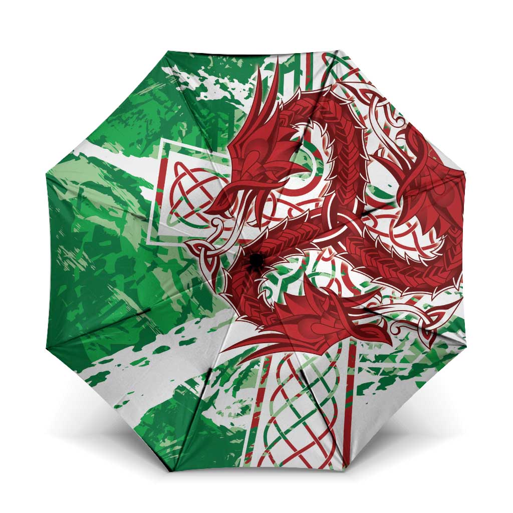 Wales Cymru Am Byth Umbrella Celtic Dragon Triskelion - Wonder Print Shop