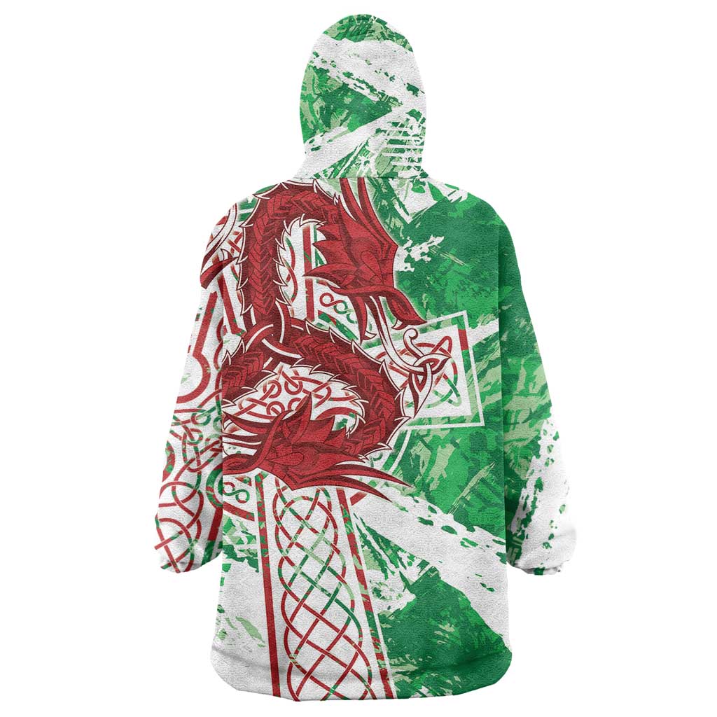 Wales Cymru Am Byth Wearable Blanket Hoodie Celtic Dragon Triskelion - Wonder Print Shop