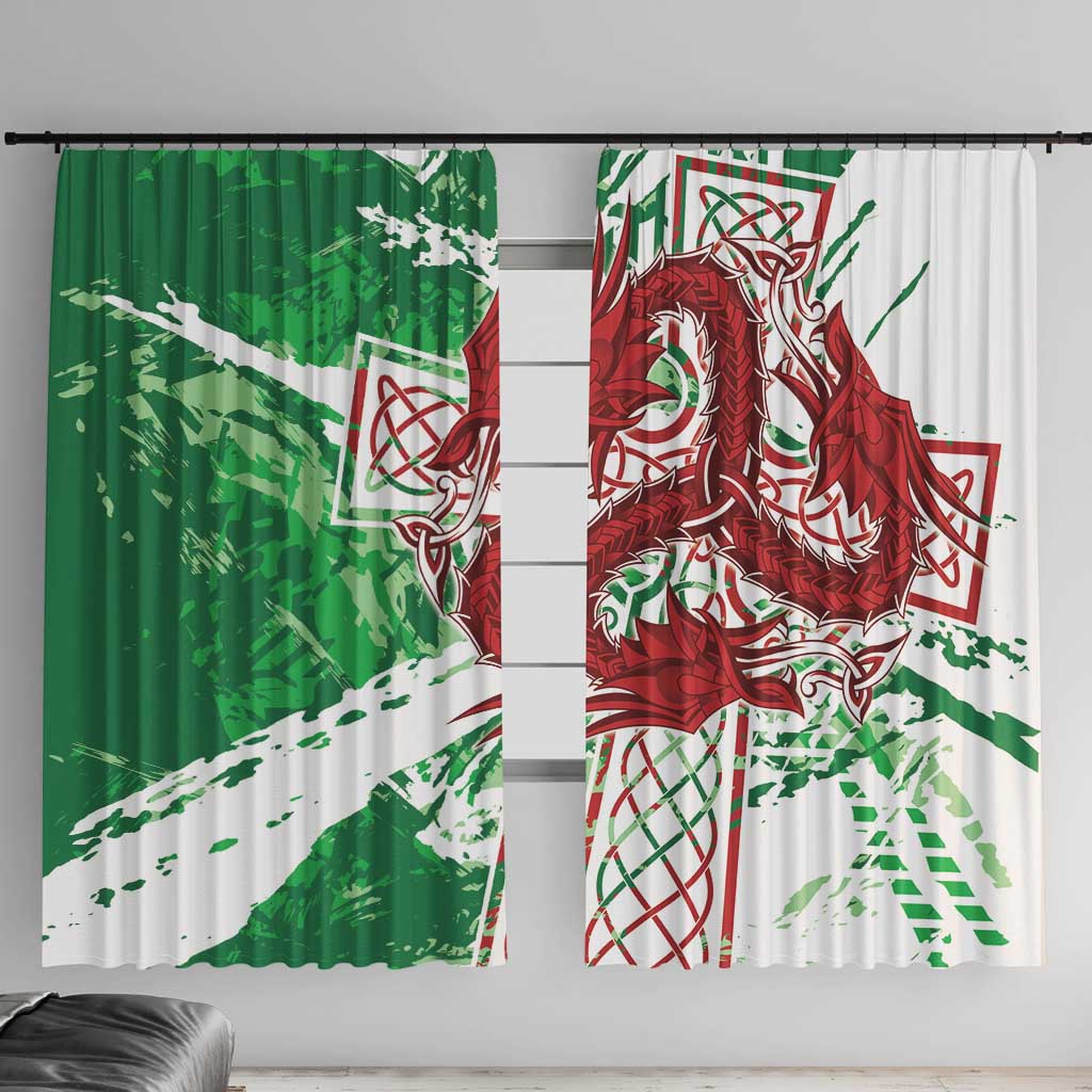 Wales Cymru Am Byth Window Curtain Celtic Dragon Triskelion - Wonder Print Shop