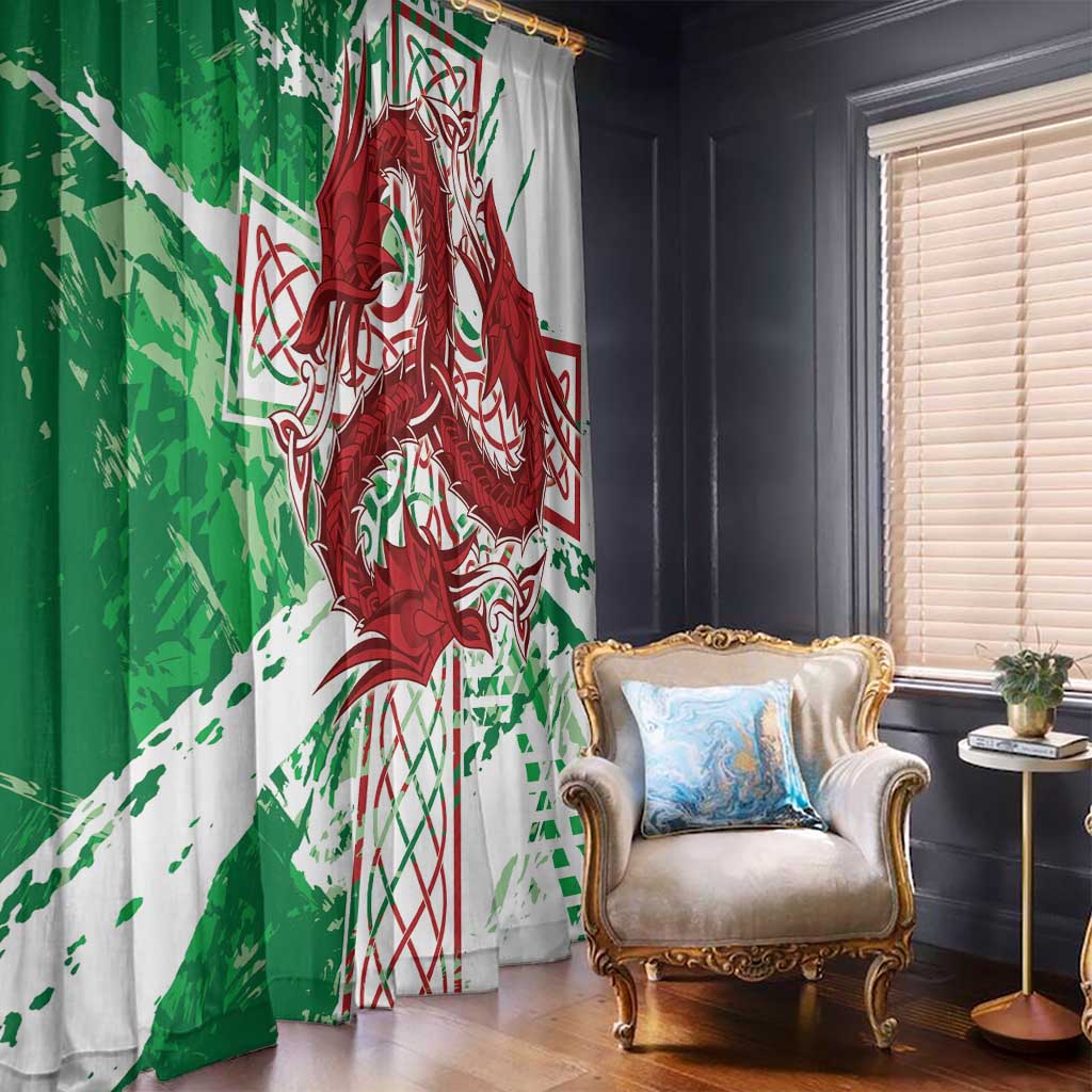 Wales Cymru Am Byth Window Curtain Celtic Dragon Triskelion - Wonder Print Shop