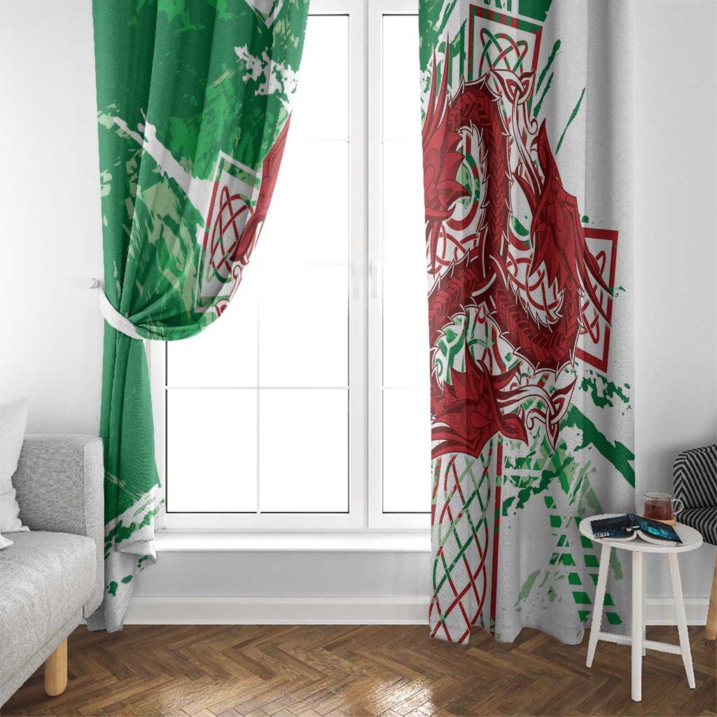 Wales Cymru Am Byth Window Curtain Celtic Dragon Triskelion - Wonder Print Shop