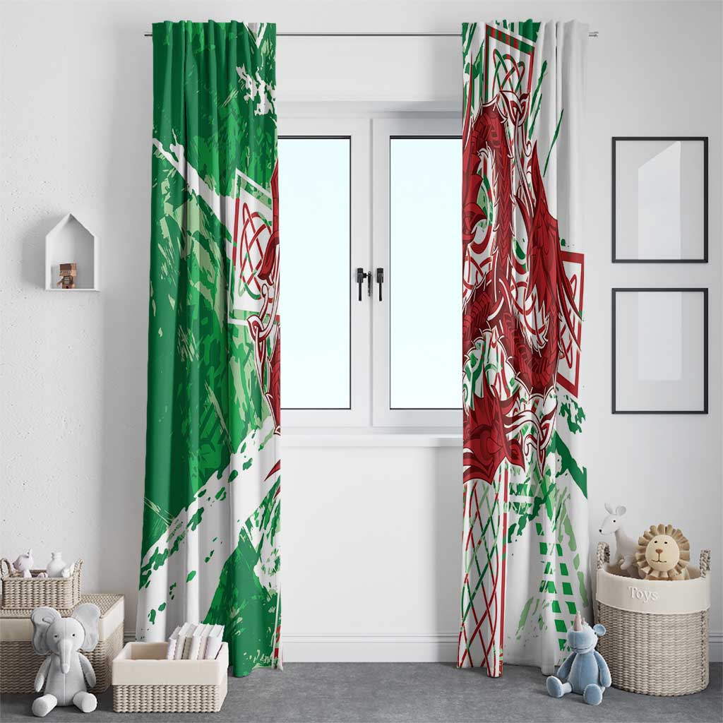 Wales Cymru Am Byth Window Curtain Celtic Dragon Triskelion - Wonder Print Shop