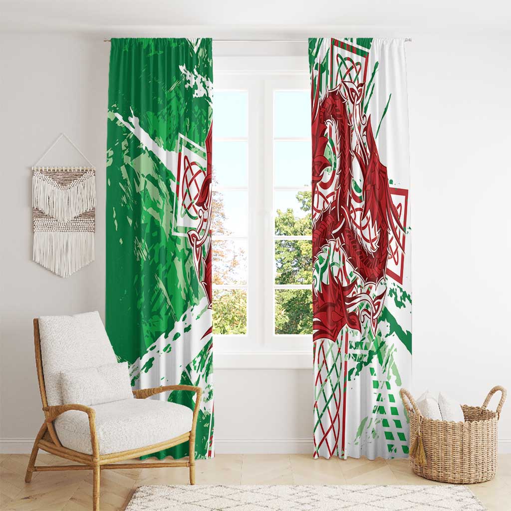 Wales Cymru Am Byth Window Curtain Celtic Dragon Triskelion - Wonder Print Shop