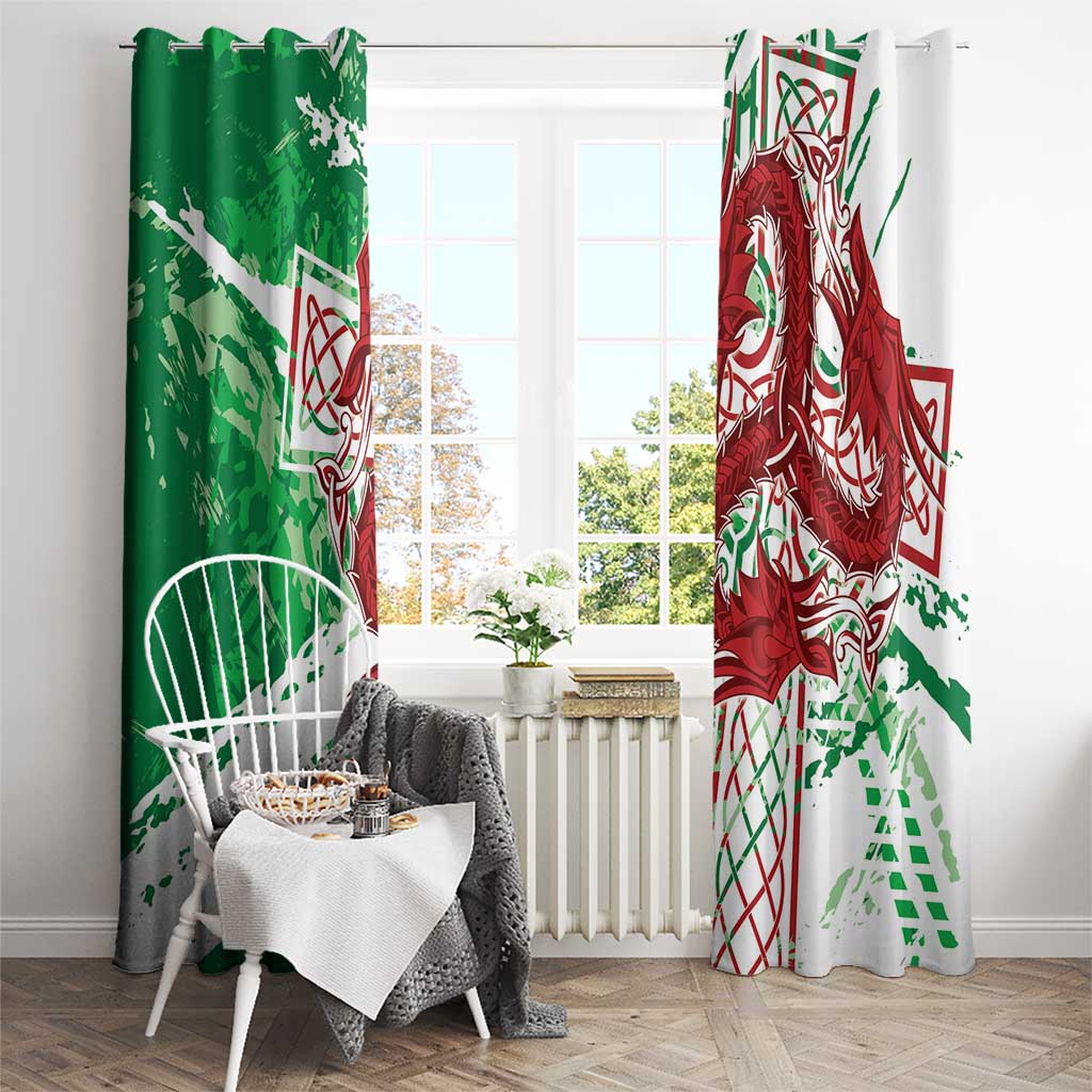 Wales Cymru Am Byth Window Curtain Celtic Dragon Triskelion - Wonder Print Shop
