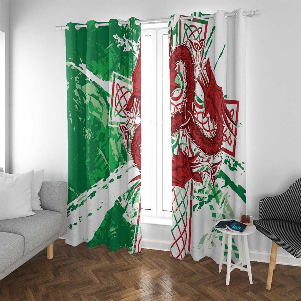 Wales Cymru Am Byth Window Curtain Celtic Dragon Triskelion - Wonder Print Shop