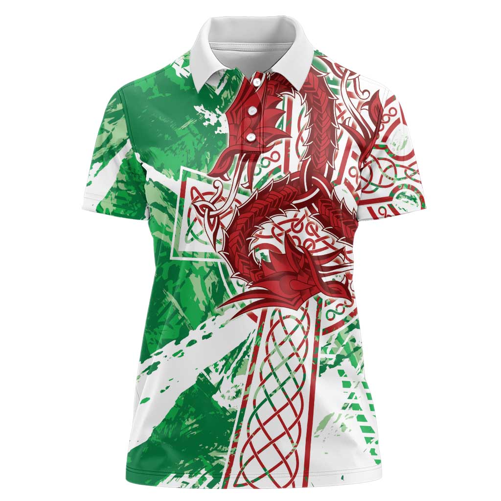 Wales Cymru Am Byth Women Polo Shirt Celtic Dragon Triskelion - Wonder Print Shop