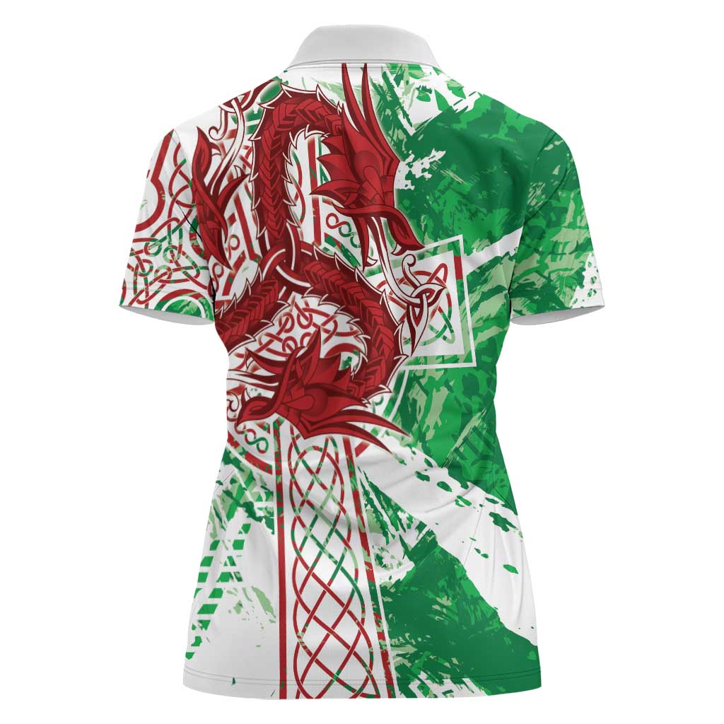 Wales Cymru Am Byth Women Polo Shirt Celtic Dragon Triskelion - Wonder Print Shop
