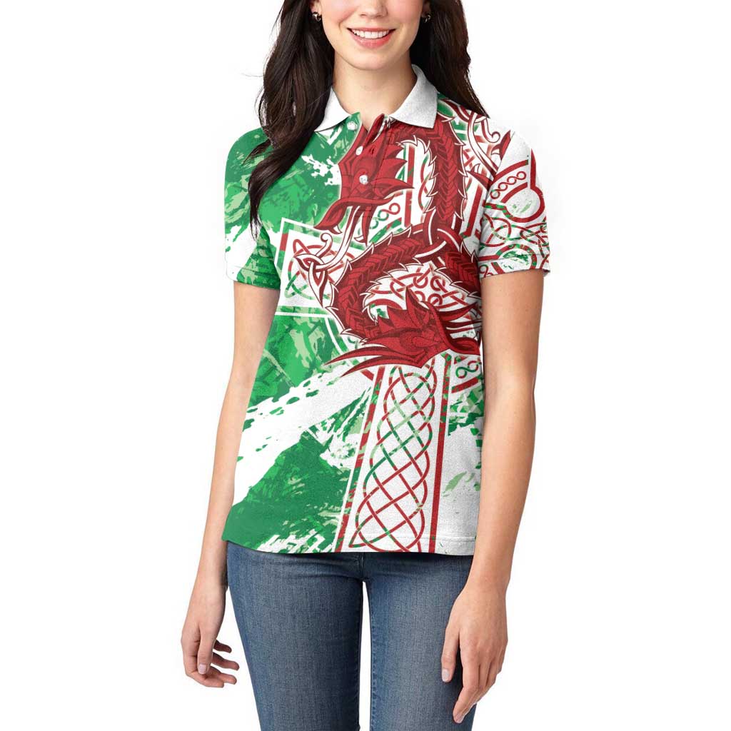 Wales Cymru Am Byth Women Polo Shirt Celtic Dragon Triskelion - Wonder Print Shop