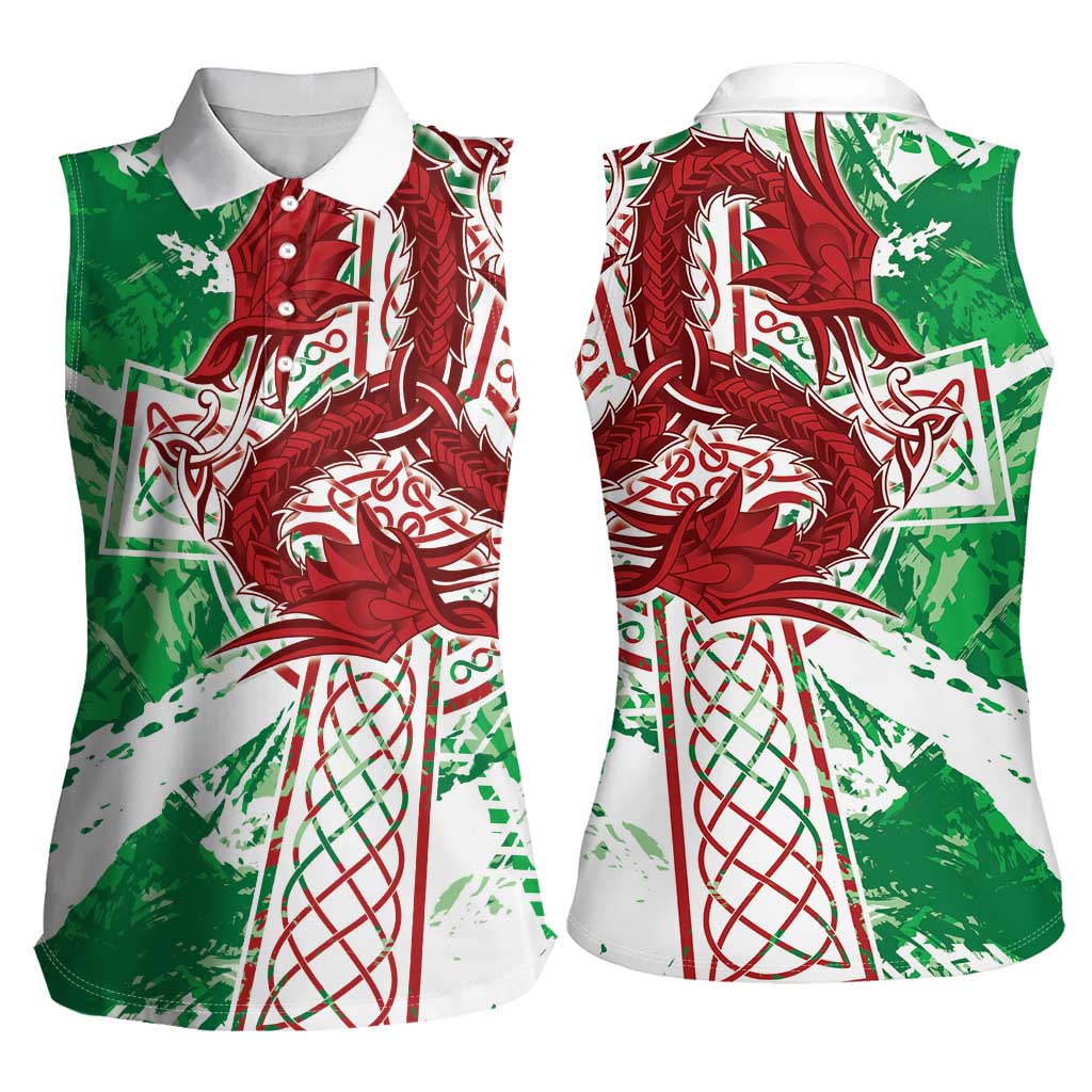 Wales Cymru Am Byth Women Sleeveless Polo Shirt Celtic Dragon Triskelion - Wonder Print Shop