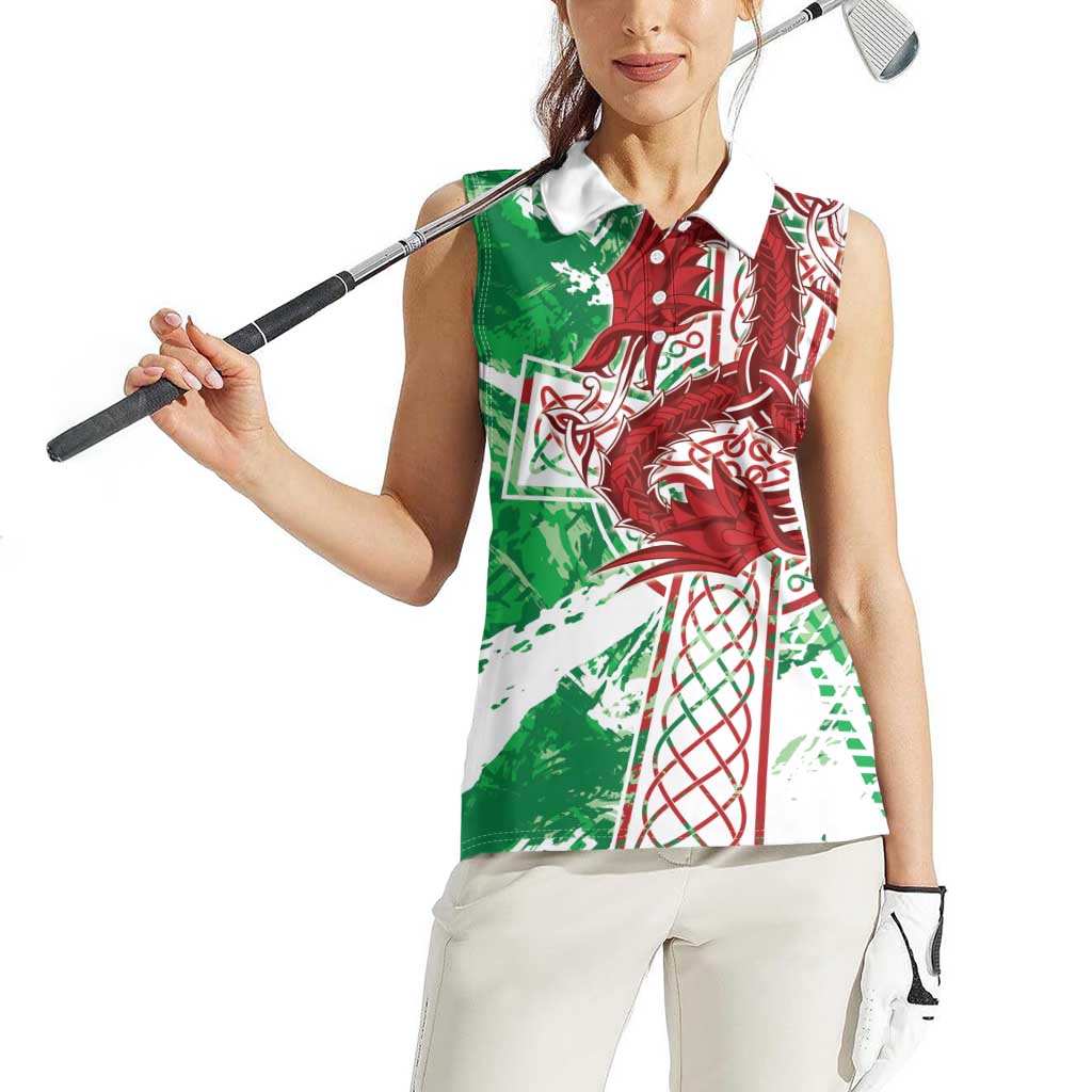Wales Cymru Am Byth Women Sleeveless Polo Shirt Celtic Dragon Triskelion - Wonder Print Shop
