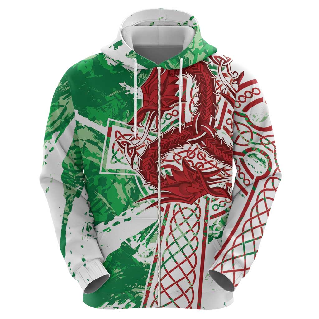 Wales Cymru Am Byth Zip Hoodie Celtic Dragon Triskelion - Wonder Print Shop