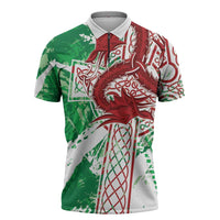 Wales Cymru Am Byth Zipper Polo Shirt Celtic Dragon Triskelion - Wonder Print Shop