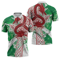 Wales Cymru Am Byth Zipper Polo Shirt Celtic Dragon Triskelion - Wonder Print Shop