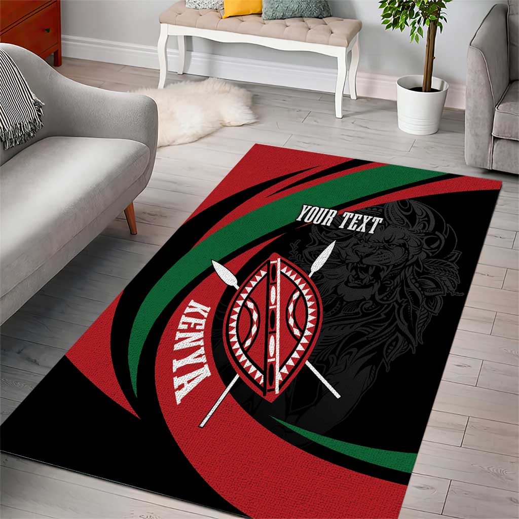 Kenya Mashujaa Day Personalized Area Rug Lion Warrior with Masai Shield LT7 - Wonder Print Shop