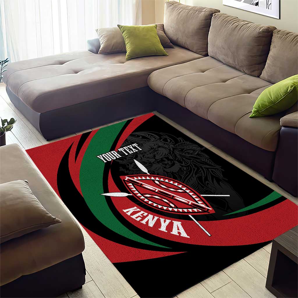Kenya Mashujaa Day Personalized Area Rug Lion Warrior with Masai Shield LT7 - Wonder Print Shop