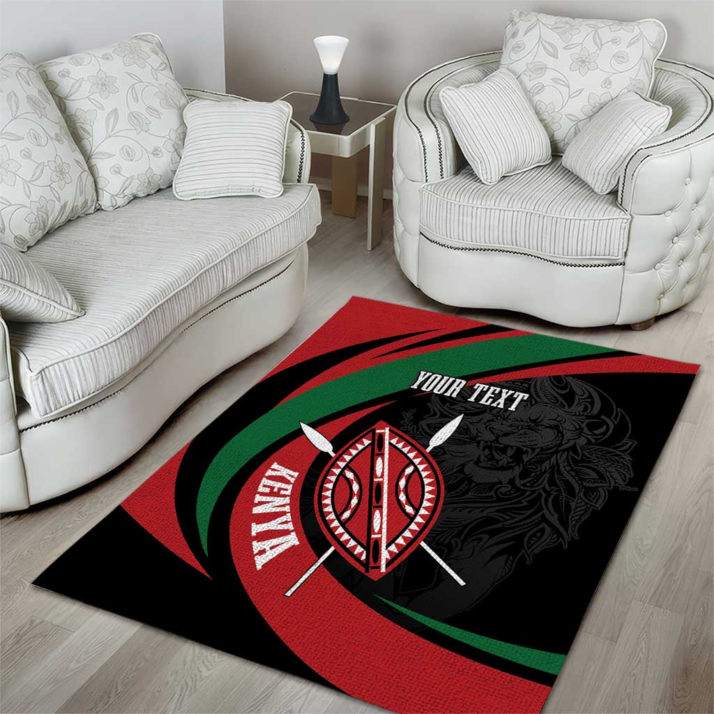 Kenya Mashujaa Day Personalized Area Rug Lion Warrior with Masai Shield LT7 - Wonder Print Shop