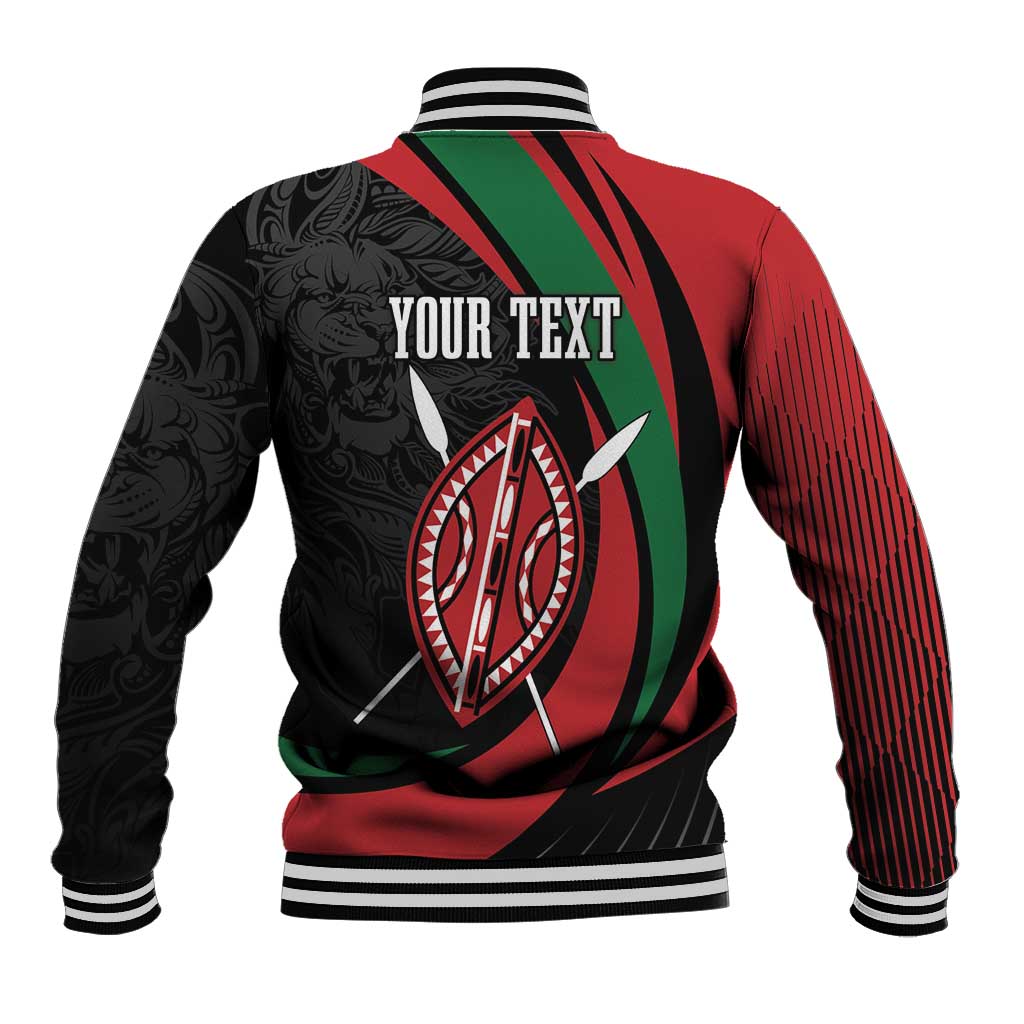 Kenya Mashujaa Day Personalized Baseball Jacket Lion Warrior with Masai Shield LT7 - Wonder Print Shop